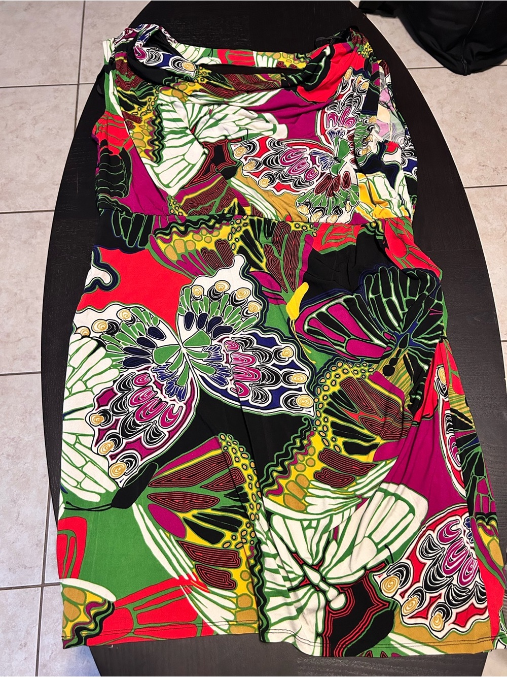 Alfani Multicolor Butterfly-Print Midi Dress - Pink, Green, Black, White, Yellow